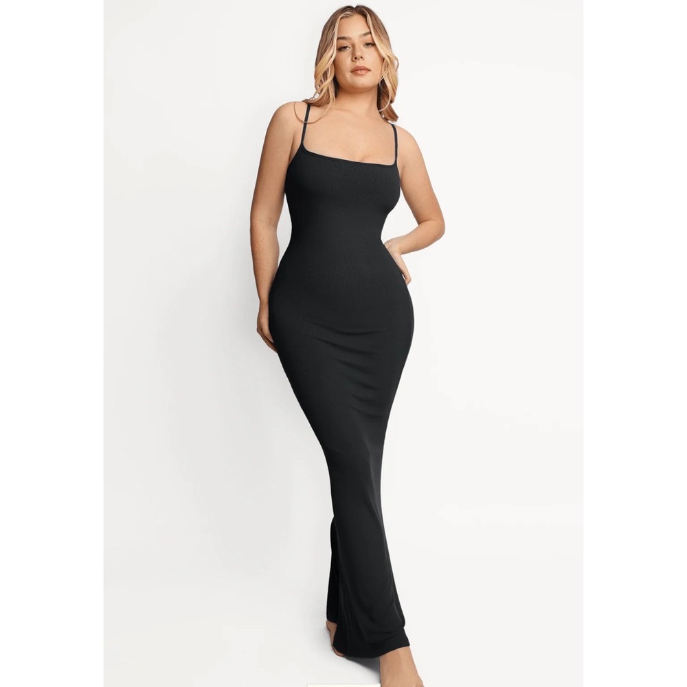 Popilush Shapewear Soft Modal Sculpting Sleeveless Maxi Dress Black 3XL NWT